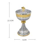 圣体盒-杯径12-黄铜-银色-直径12高22.5厘米 - 图片 2