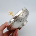 圣体碗带盖子-鱼与麦穗图案-手工雕刻-银色-高10.5x杯径13.5cm - 图片 6