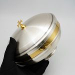 圣体碗-带盖子-黄铜-银色-直径16高11厘米 - 图片 7
