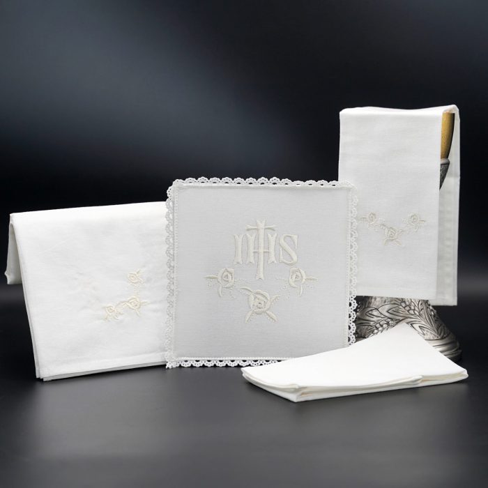 祭台九折布套装-IHS圣名-白色同色刺绣