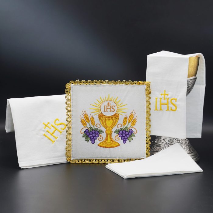祭台九折布套装-IHS圣体圣爵-刺绣