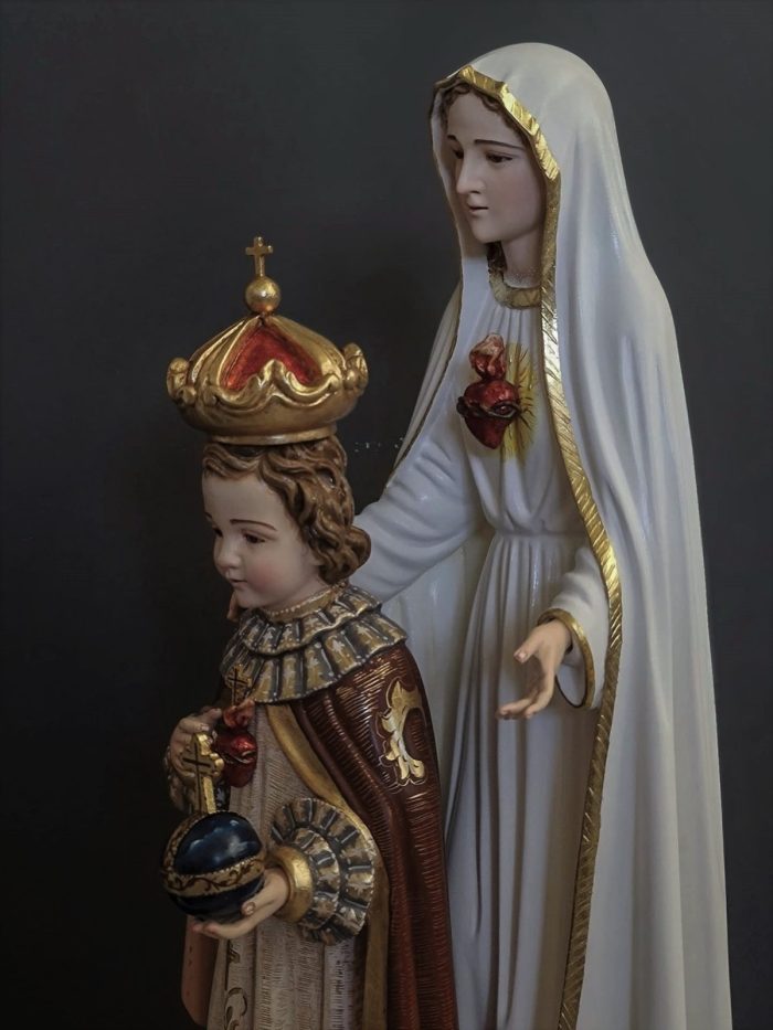 彩绘木雕-圣母圣心与布拉格圣婴（Sacred Heart of Mary with
  Infant Jesus of Prague）-多尺寸 - 图片 2