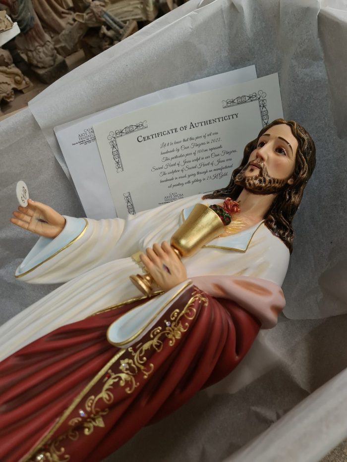 彩绘木雕-耶稣圣心（Sacred Heart of Jesus）-多尺寸 - 图片 2