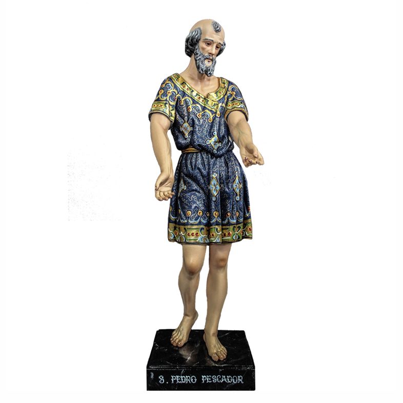 IC02STP491 彩绘木雕-圣渔夫伯多禄(St. Peter the Fisherman)-多尺寸 - 图片 1