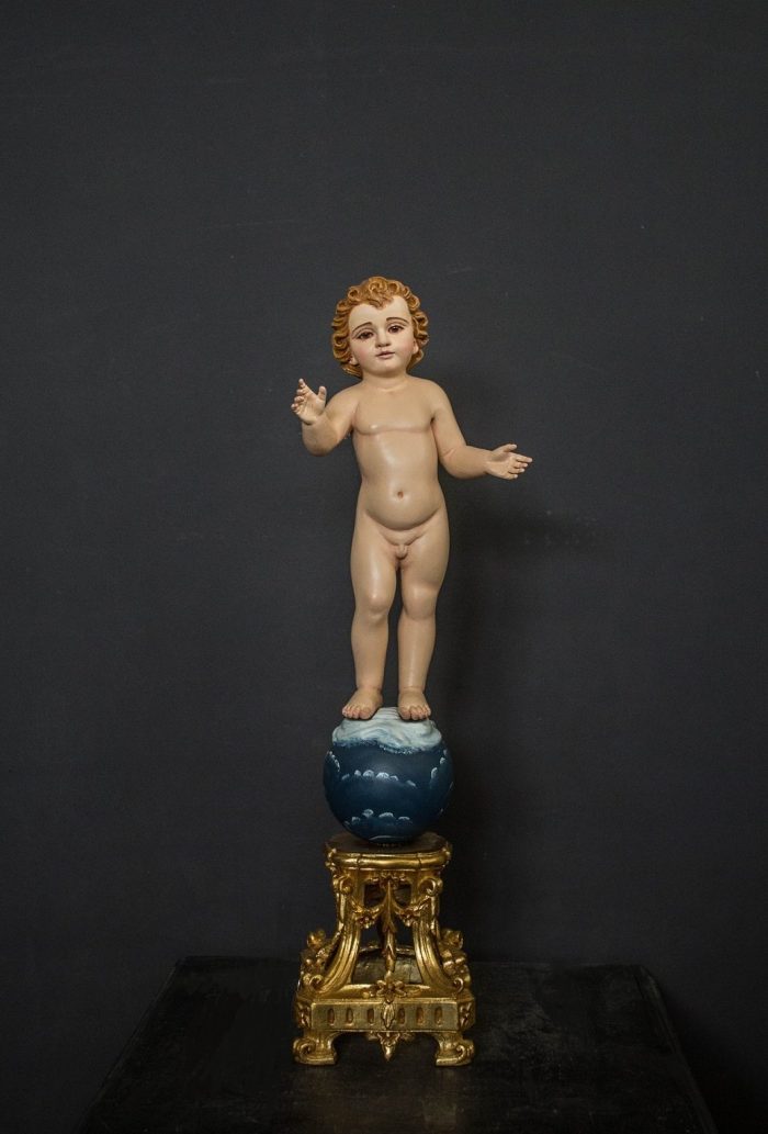 彩绘木雕-带底座的圣婴耶稣（Baby Jesus with Pedestal）-多尺寸 - 图片 2