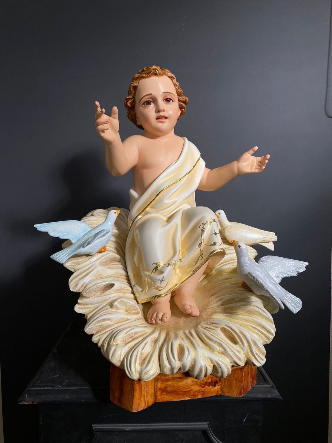 彩绘木雕-马槽中的圣婴耶稣（Baby Jesus in the Manger）-多尺寸