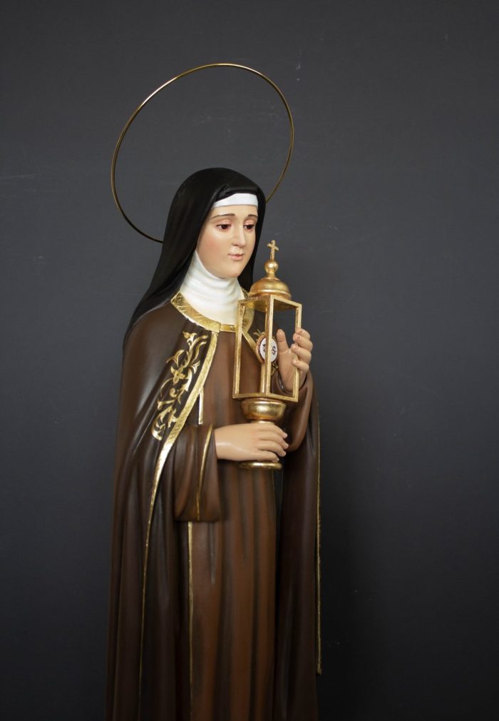 彩绘木雕-圣嘉勒（Saint Clare）-多尺寸 - 图片 2