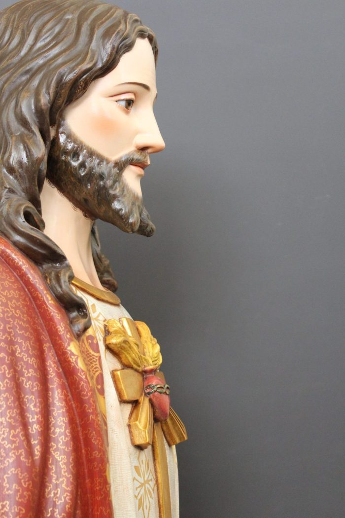 彩绘木雕-耶稣圣心胸像（Sacred Heart of Jesus “Bust”）-多尺寸 - 图片 2