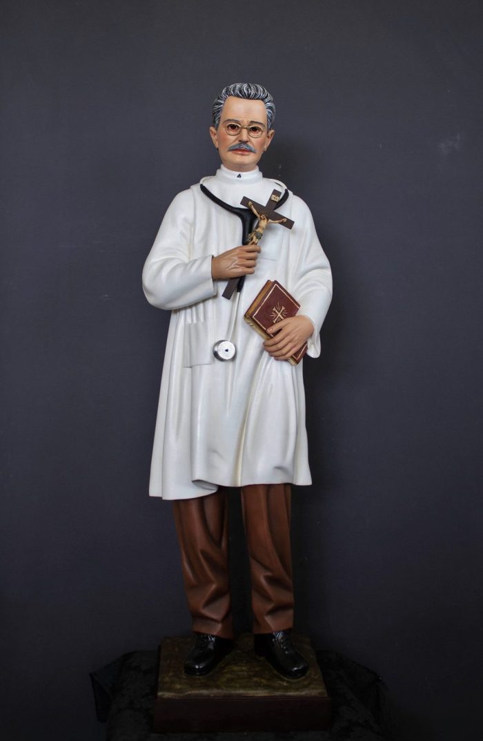 彩绘木雕-圣若瑟·莫斯卡蒂（Saint Joseph Moscati）-多尺寸 - 图片 4