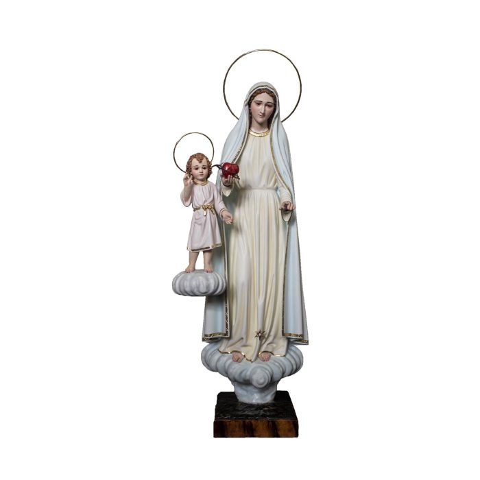 彩绘木雕-圣母圣心与圣婴耶稣（Sacred Heart of Mary with
  Baby Jesus）-多尺寸