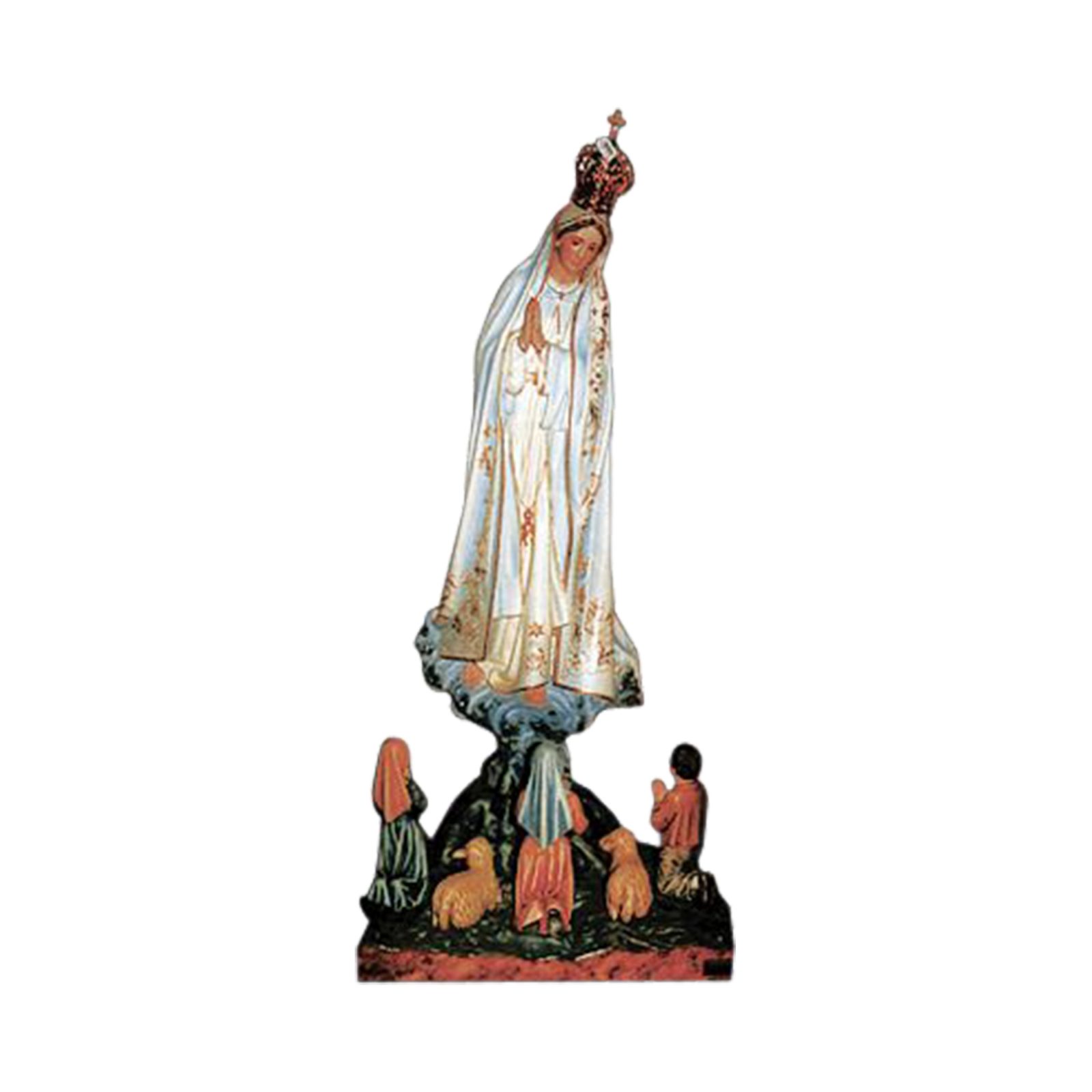 IC02STP021 彩绘木雕-法蒂玛圣母与小牧童(Our Lady of Fatima Little Shepherds)-多尺寸 - 图片 1