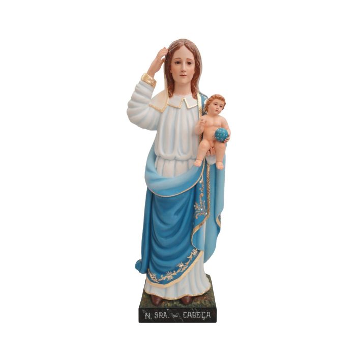 彩绘木雕-圣母抚首像（Virgin Mary Touching Her Head with the Infant Jesus）-怀抱圣婴款-多尺寸