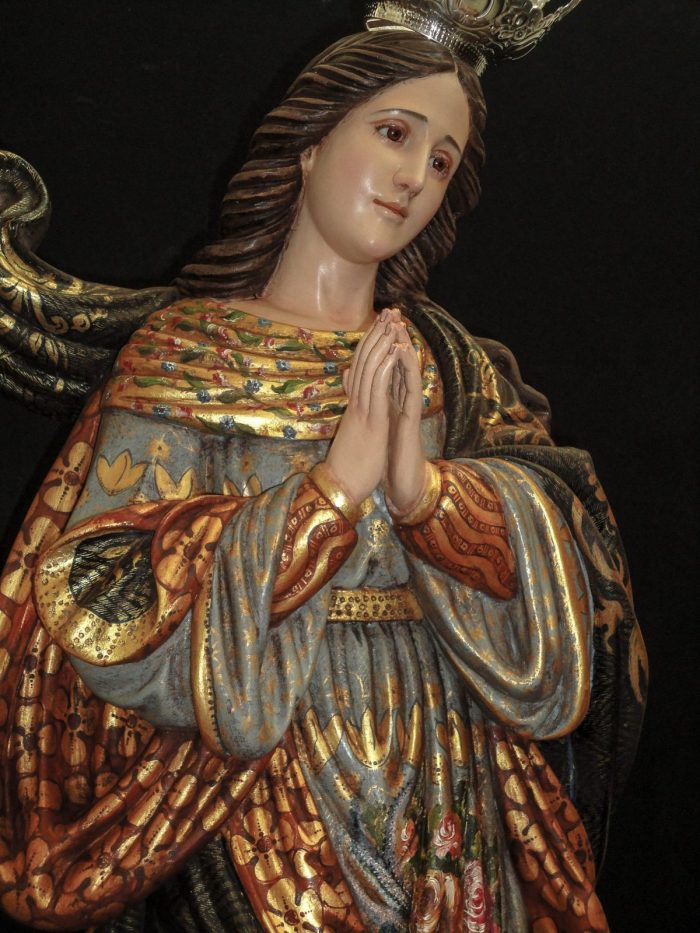 彩绘木雕-圣母无染原罪（Our Lady of the Conception）-多尺寸 - 图片 4