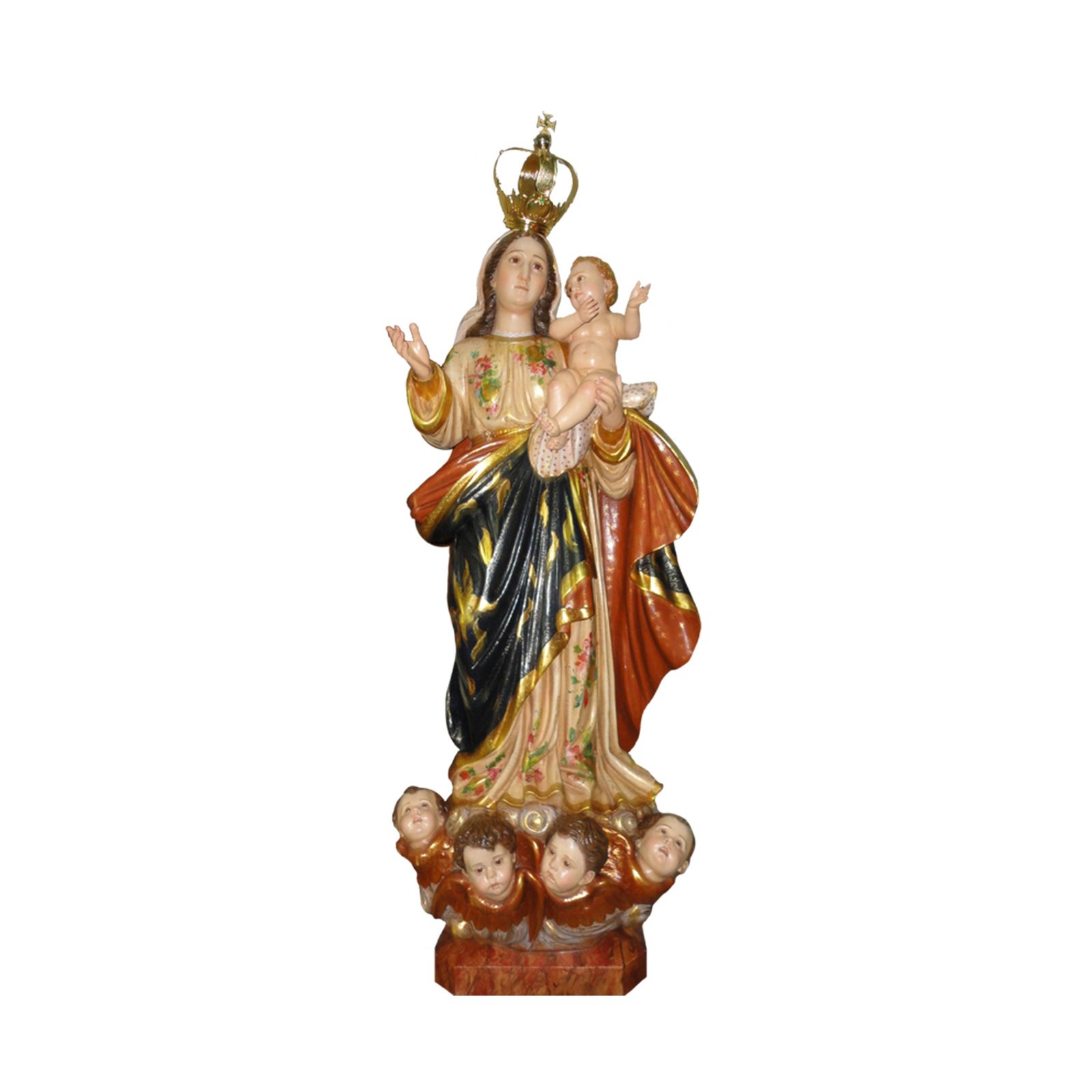 IC02STP204 彩绘木雕-玫瑰经圣母(Our Lady of the Rosary)-多尺寸 - 图片 1