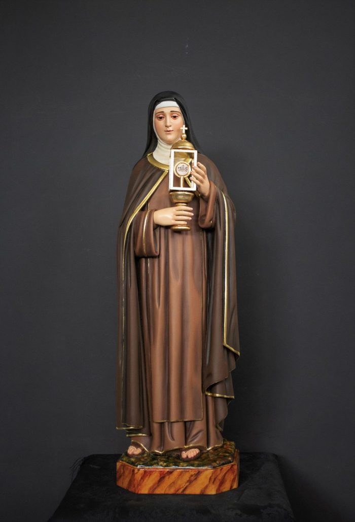 彩绘木雕-圣嘉勒（Saint Clare）-多尺寸 - 图片 2