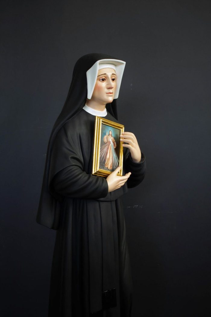 彩绘木雕-圣傅天娜（Saint Faustina）-多尺寸 - 图片 2