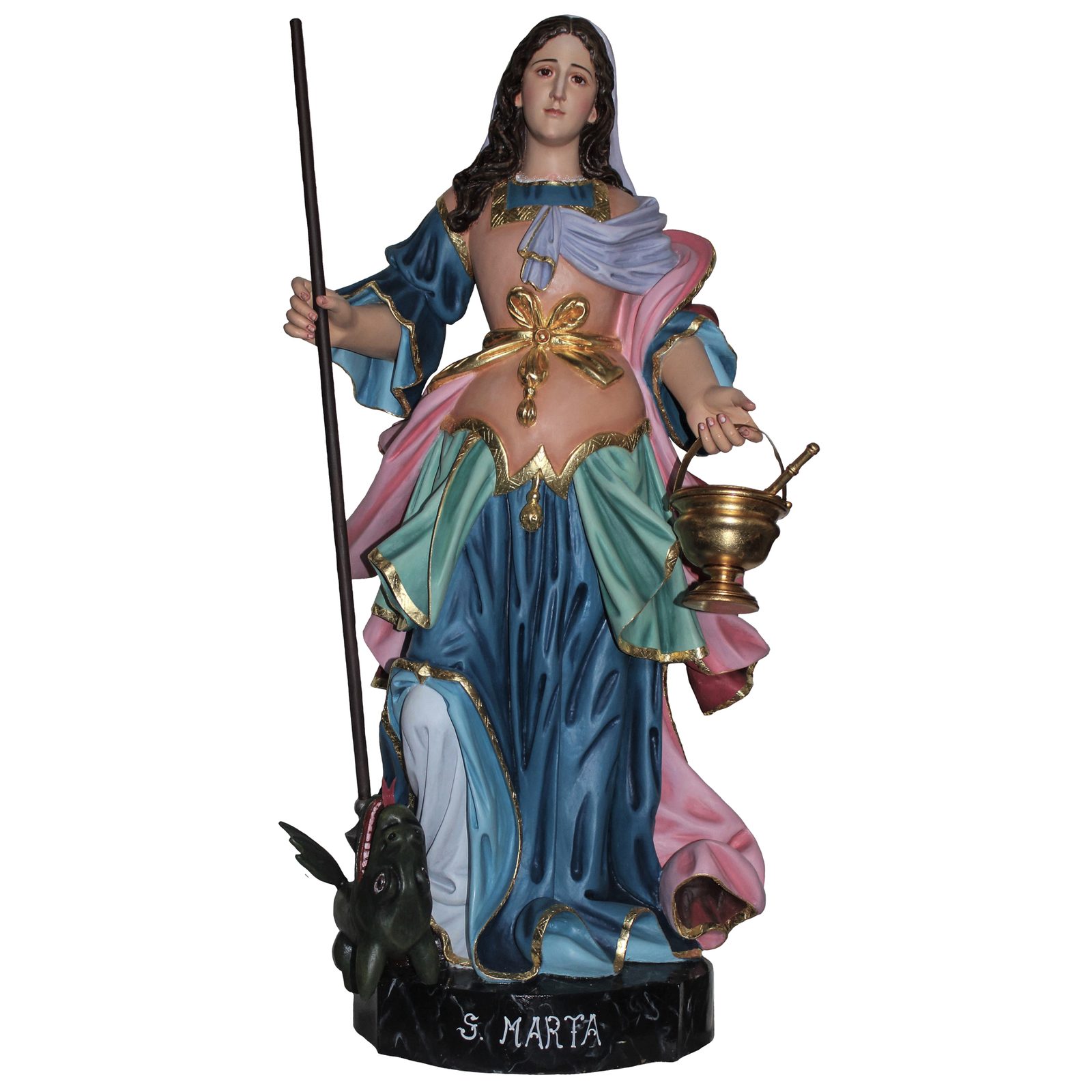 IC02STP282 彩绘木雕-圣玛尔大(Saint Martha)-多尺寸 - 图片 1