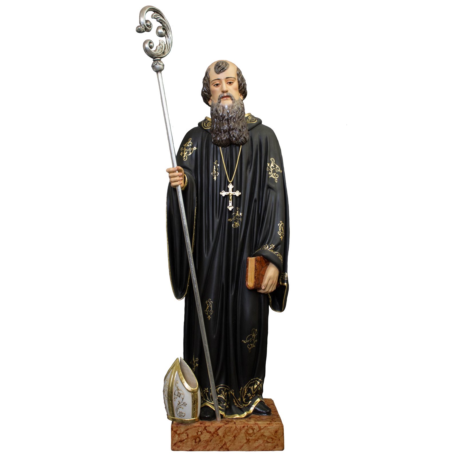 IC02STP344 彩绘木雕-圣本笃(St. Benedict)-多尺寸 - 图片 1
