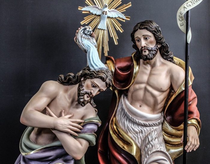 彩绘木雕-施洗若翰为基督施洗（St. John the Baptist Baptizing Christ）-多尺寸 - 图片 2