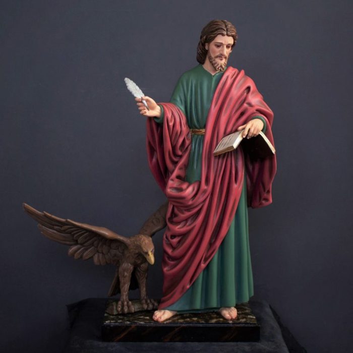 彩绘木雕-圣若望宗徒（St. John the Evangelist）-多尺寸 - 图片 3