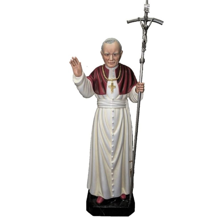 彩绘木雕-教宗若望保禄二世（Pope John Paul II）-多尺寸