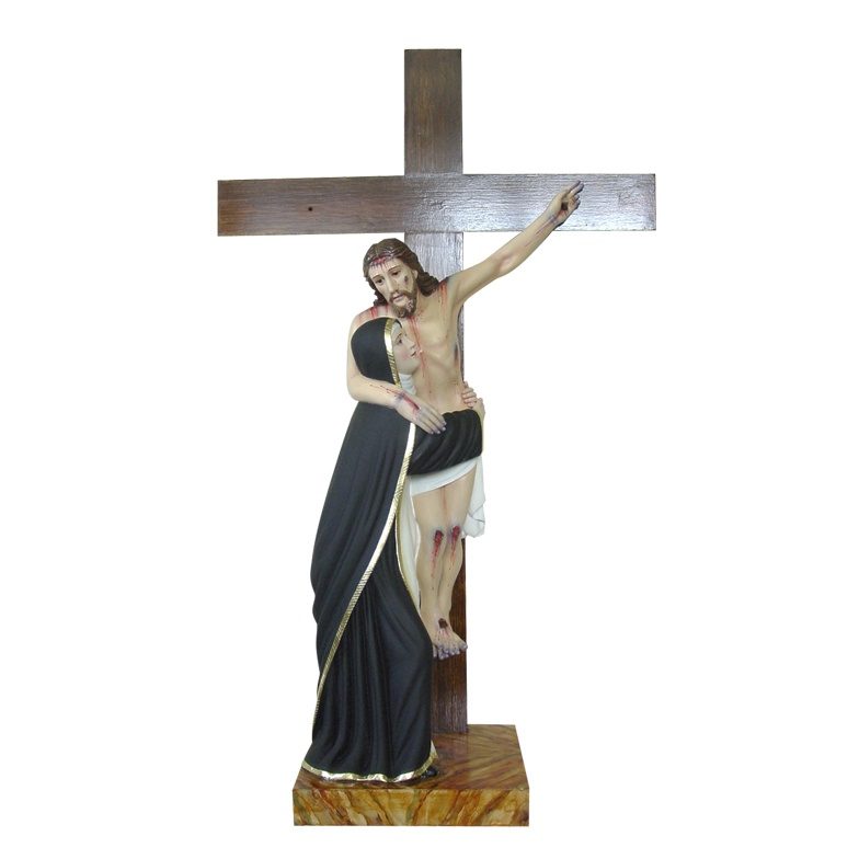 IC02STP605 彩绘木雕-基督从十字架降下与玛利亚(Descent of Christ from the Cross with Mary)-多尺寸 - 图片 1