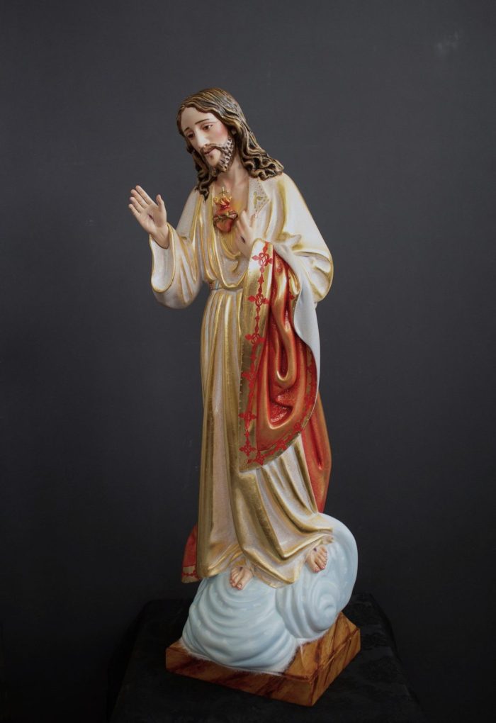 彩绘木雕-耶稣圣心（Sacred Heart of Jesus）-多尺寸 - 图片 2