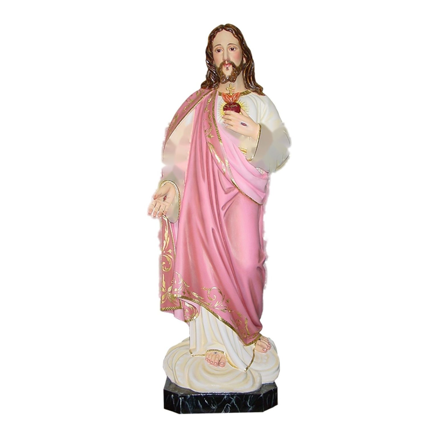 彩绘木雕-耶稣圣心（Sacred Heart of Jesus）-多尺寸