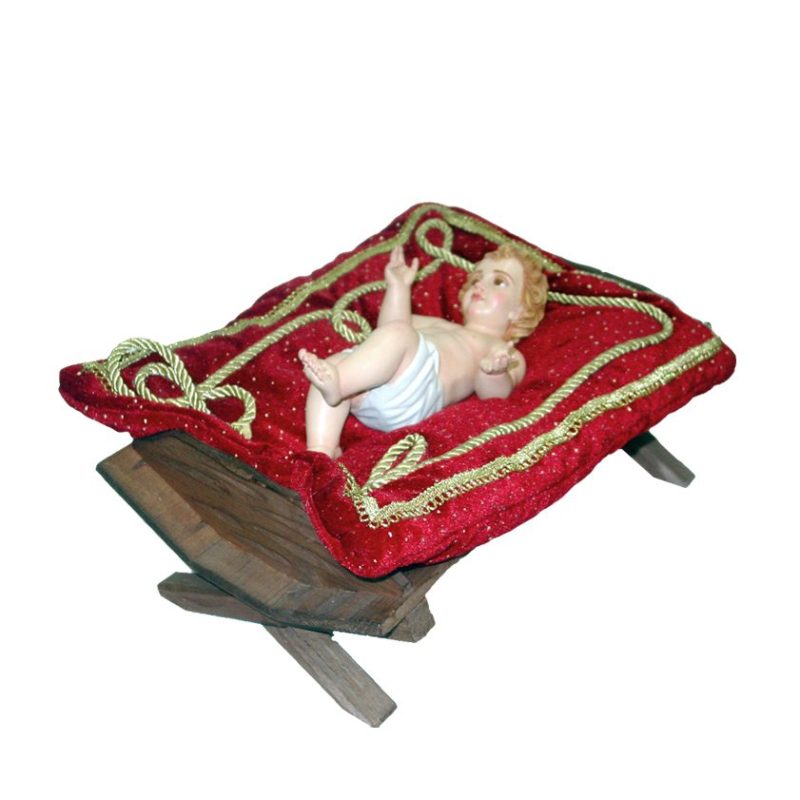 彩绘木雕-马槽中的圣婴耶稣（Baby Jesus in the Manger）-多尺寸