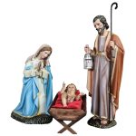 彩绘木雕-三件套圣诞马槽组（Nativity scene 3 pieces）-多尺寸