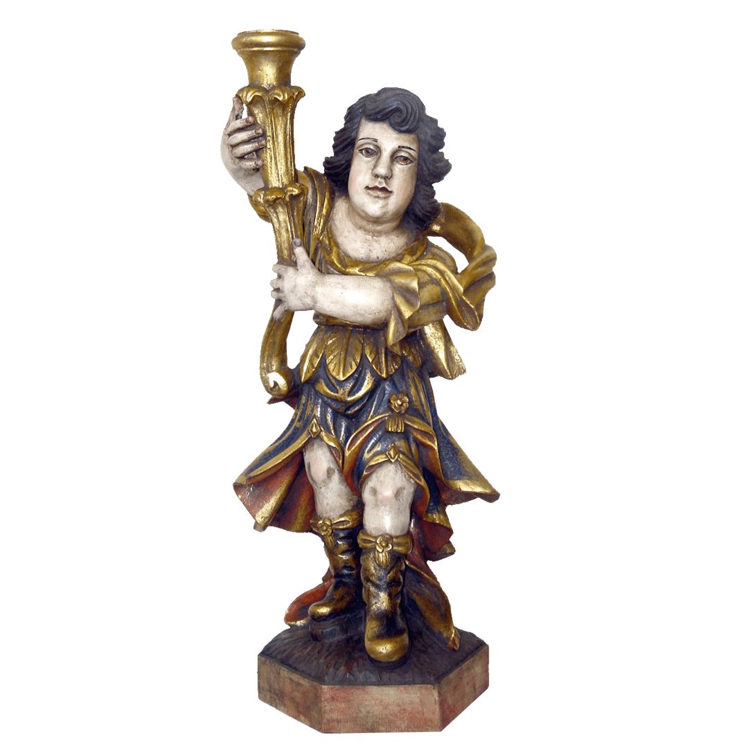IC02STP751 彩绘木雕-巴洛克六翼天使(Baroque Seraphim Angel)-多尺寸 - 图片 1