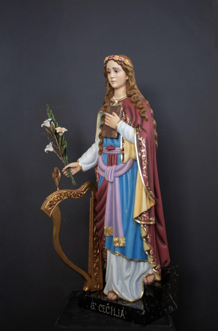 彩绘木雕-圣则济利亚（Saint Cecilia）-多尺寸 - 图片 2