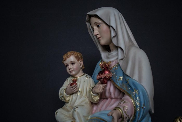 彩绘木雕-圣母圣心与圣婴耶稣（Sacred Heart of Mary with
  Baby Jesus）-多尺寸 - 图片 2