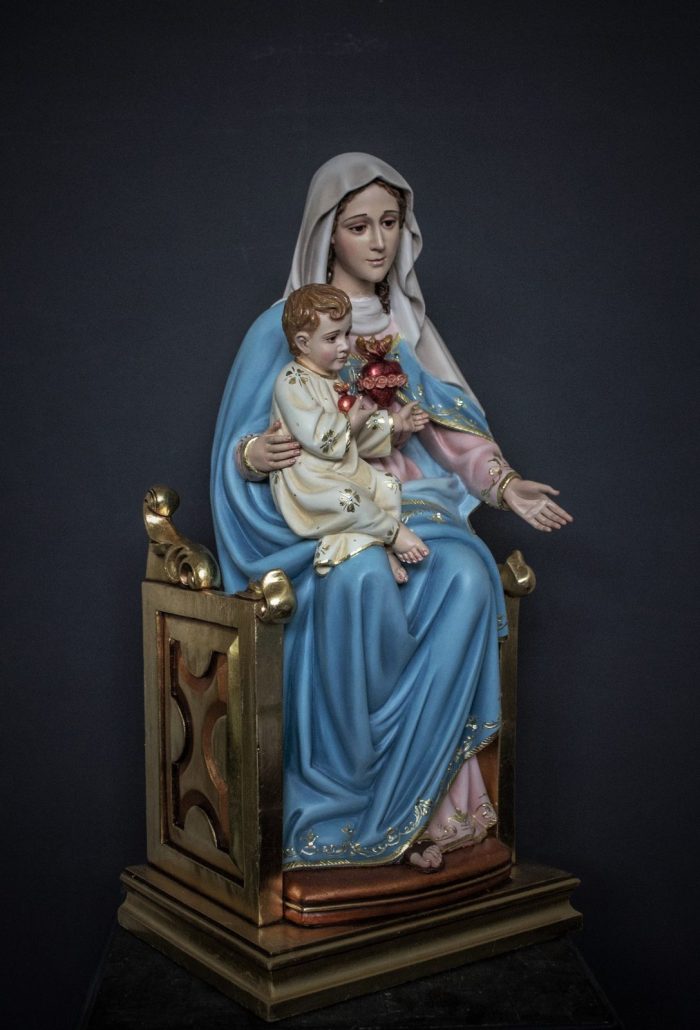 彩绘木雕-圣母圣心与圣婴耶稣（Sacred Heart of Mary with
  Baby Jesus）-多尺寸 - 图片 4