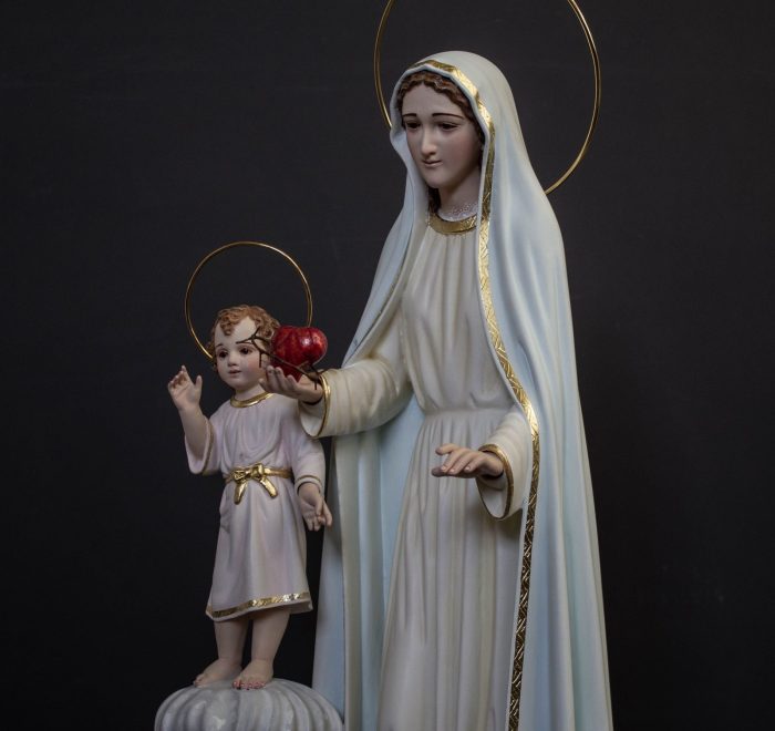 彩绘木雕-圣母圣心与圣婴耶稣（Sacred Heart of Mary with
  Baby Jesus）-多尺寸 - 图片 2