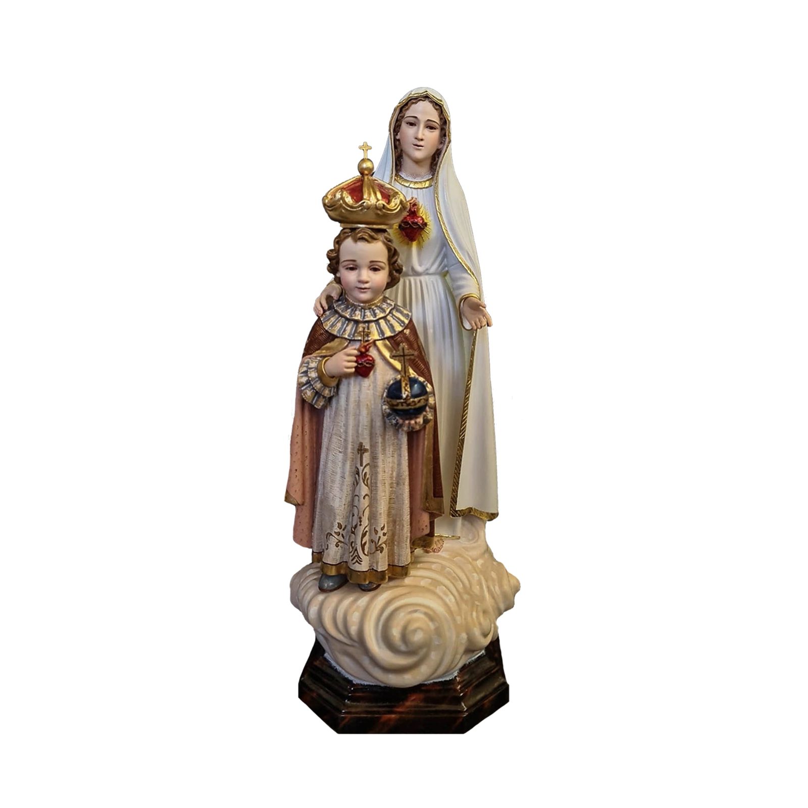 IC02STP061 彩绘木雕-圣母圣心与布拉格圣婴(Sacred Heart of Mary with
Infant Jesus of Prague)-多尺寸 - 图片 1