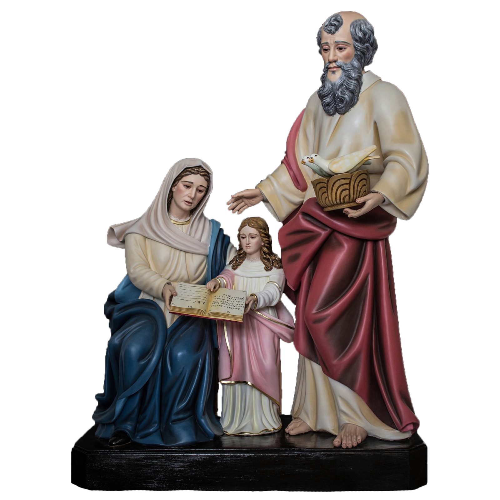 IC02STP227 彩绘木雕-圣安妮、圣若亚敬与玛利亚(Saint Anne, Saint Joachim and Mary)-多尺寸 - 图片 1
