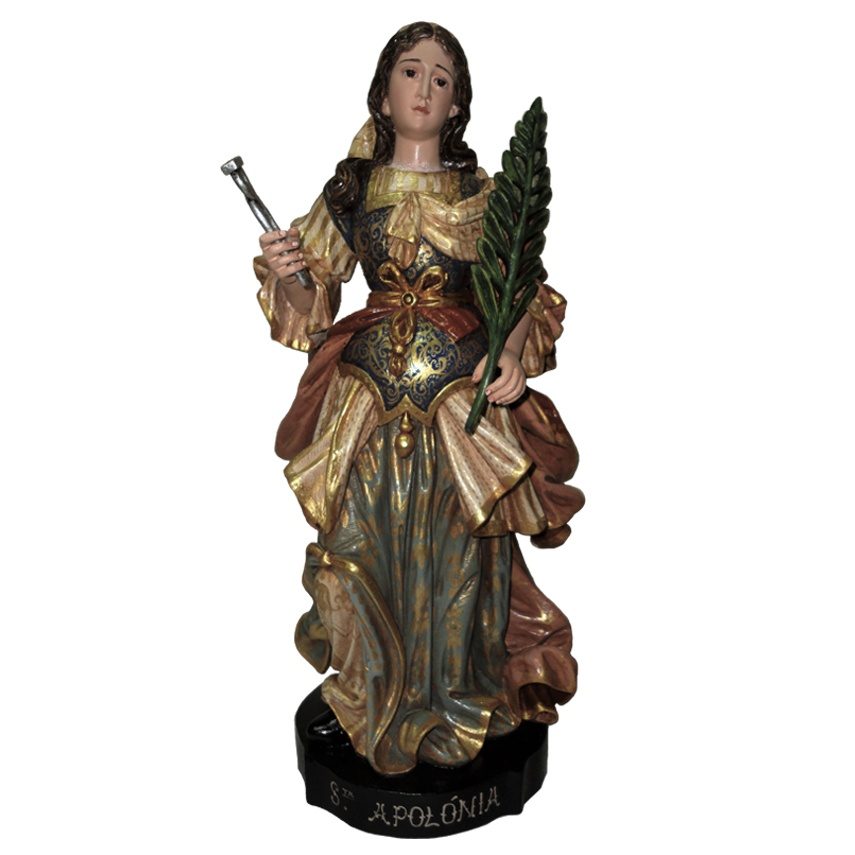 IC02STP229 彩绘木雕-圣·阿波罗尼亚(Saint Apollonia)-多尺寸 - 图片 1