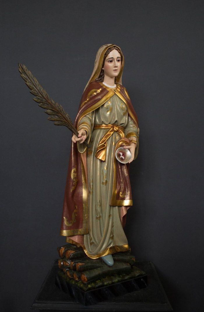 彩绘木雕-圣露济亚（Saint Lucy）-多尺寸 - 图片 3