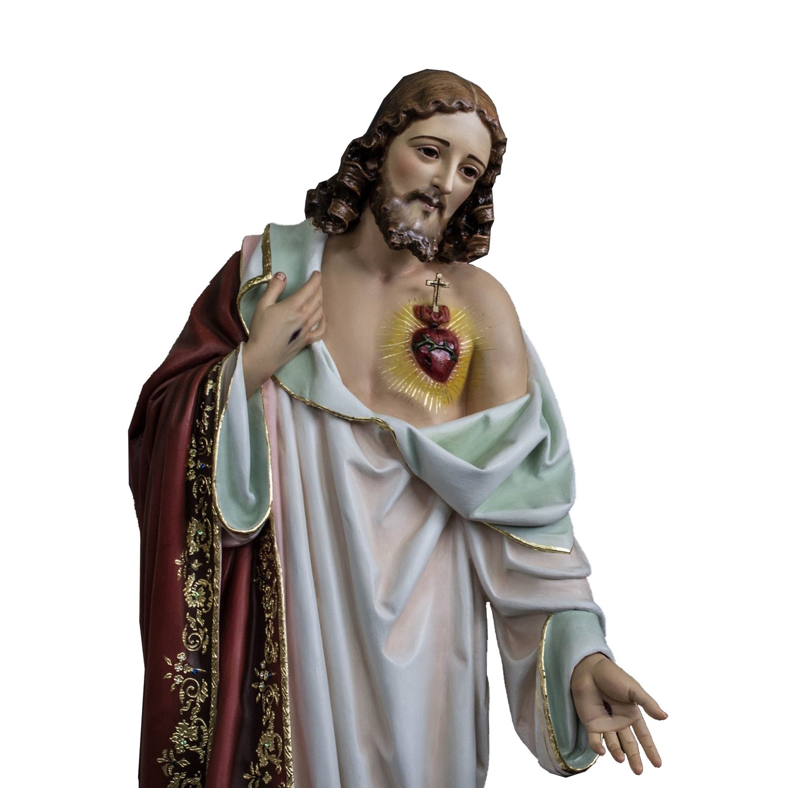 IC02STP633 彩绘木雕-耶稣圣心(Sacred Heart of Jesus)-多尺寸 - 图片 1