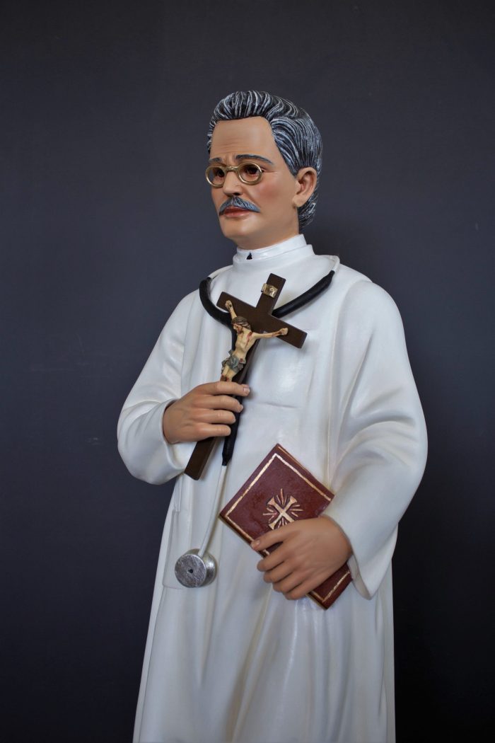 彩绘木雕-圣若瑟·莫斯卡蒂（Saint Joseph Moscati）-多尺寸 - 图片 2