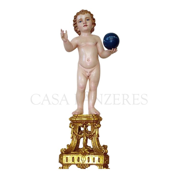彩绘木雕-带底座的圣婴耶稣（Baby Jesus with Pedestal）-多尺寸 - 图片 2