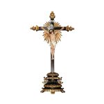 彩绘木雕-金色十字架上的受难基督（Christ in Agony Golden Cross）-多尺寸
