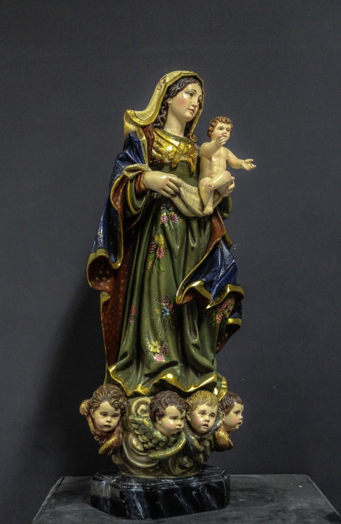 彩绘木雕-玫瑰经圣母（Our Lady of the Rosary）-多尺寸 - 图片 3