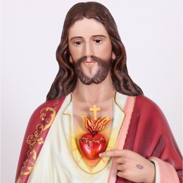 彩绘木雕-耶稣圣心（Sacred Heart of Jesus）-多尺寸 - 图片 2