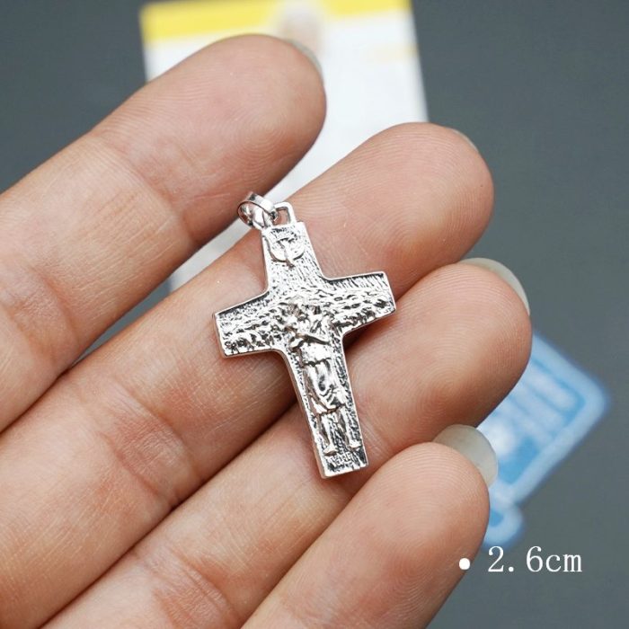十字架项链-善牧-教宗方济各同款-925银-1.7 /2.2 /2.6 /3.2 /3.7cm - 图片 6