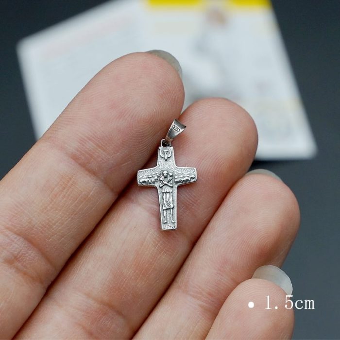 十字架项链-善牧-教宗方济各同款-925银-1.7 /2.2 /2.6 /3.2 /3.7cm - 图片 4