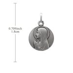 法国银圣牌- 合掌祈祷圣母玛利亚 -  925银 - 1.8cm-送钛钢链 - 图片 2