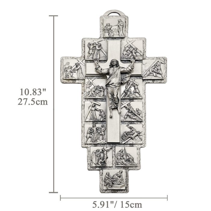 十字架摆件-苦路-锌合金-银色-27.5x15cm - 图片 2