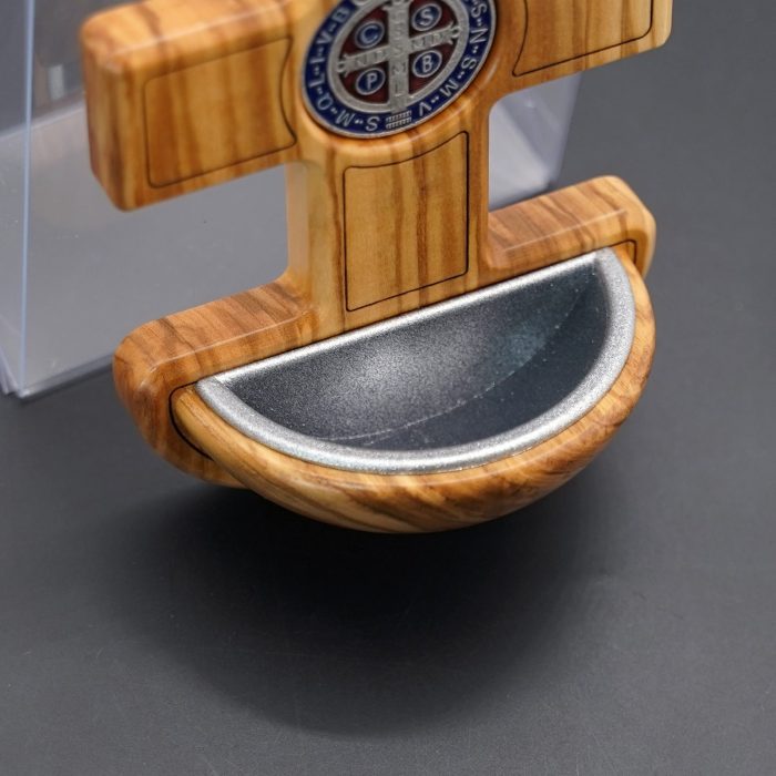 挂式圣水池-圣本笃-橄榄木十字架-珐琅-13x9.2cm - 图片 7